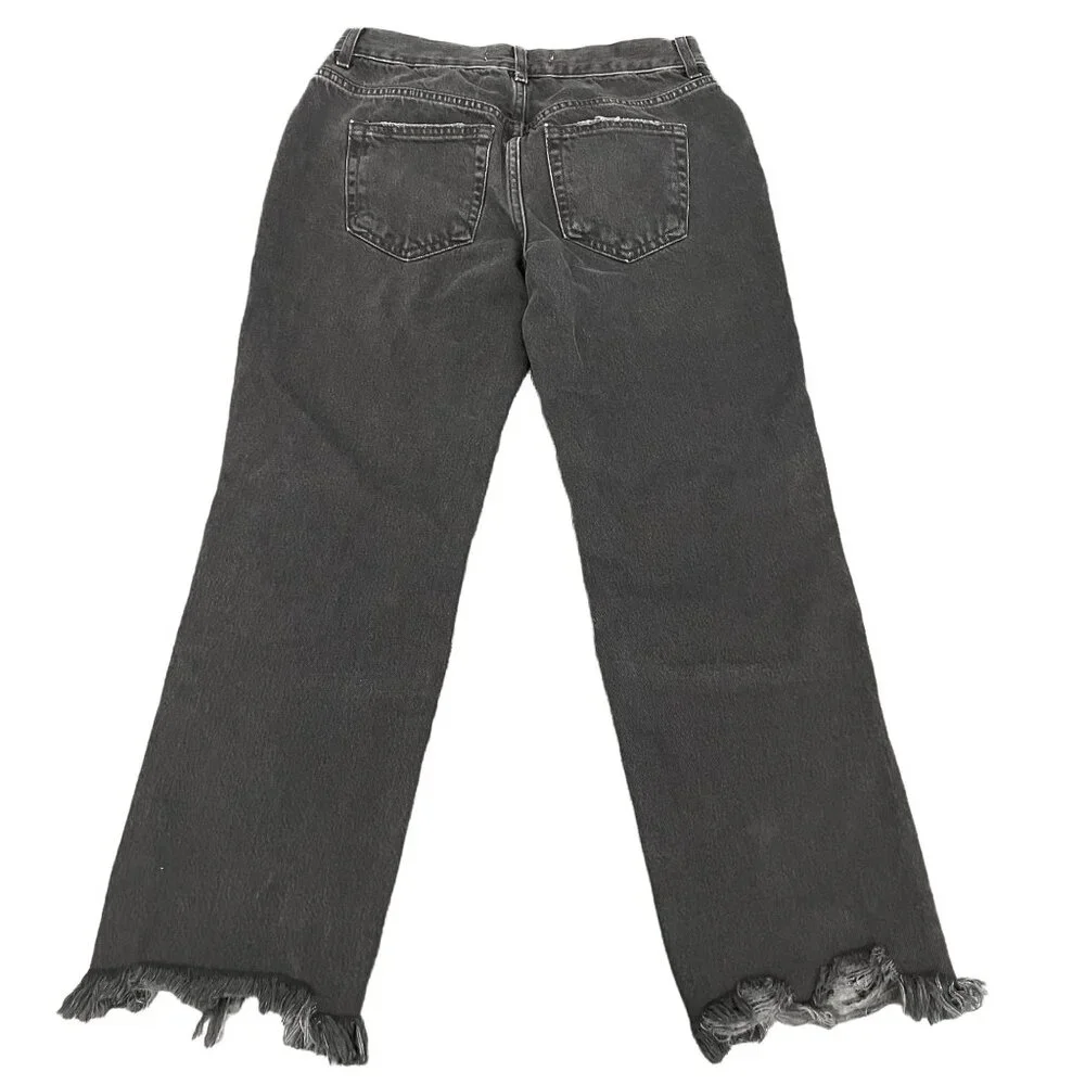 Free People Women's Maggie Mid Rise Straight Black Jeans, Size 26 - Picture 6 of 9